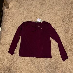 Wine with gold detail long sleeve top